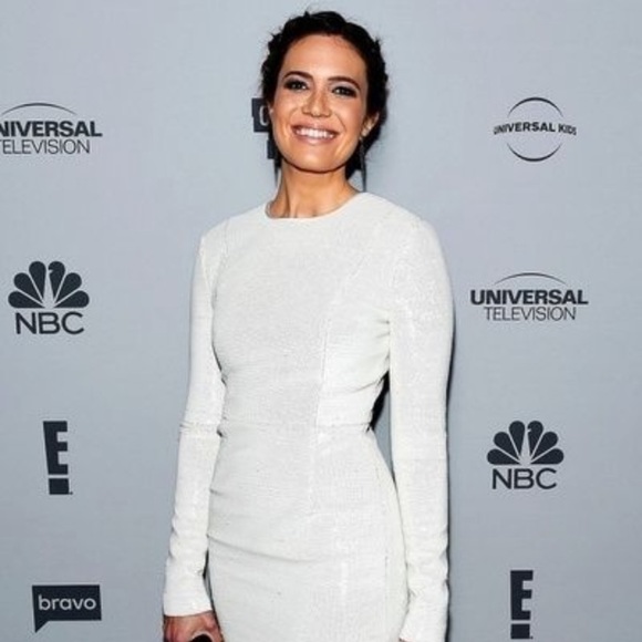 DVF Sequin Long Sleeve Fitted White Dress - Picture 3 of 8